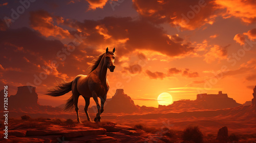 Horse at sunset