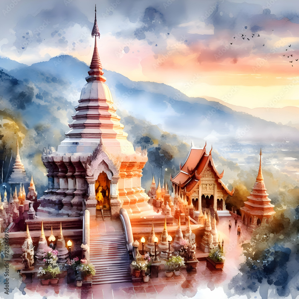 Paintings of the culture of Chiang Mai in Thailand - obrazy, fototapety, plakaty 