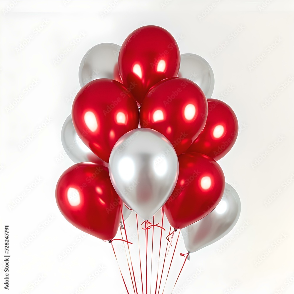 Gleaming red and silver balloons cluster for celebrations. modern, simple, and festive style. ideal for event decoration themes. AI Gleaming red and silver balloons cluster for celebrations. modern, simple, and festive style. ideal for event decoration themes. AI