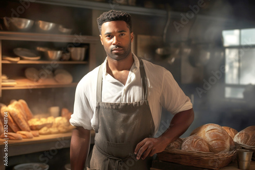 Man Standing in Front of Rack of Food at Home Bakery