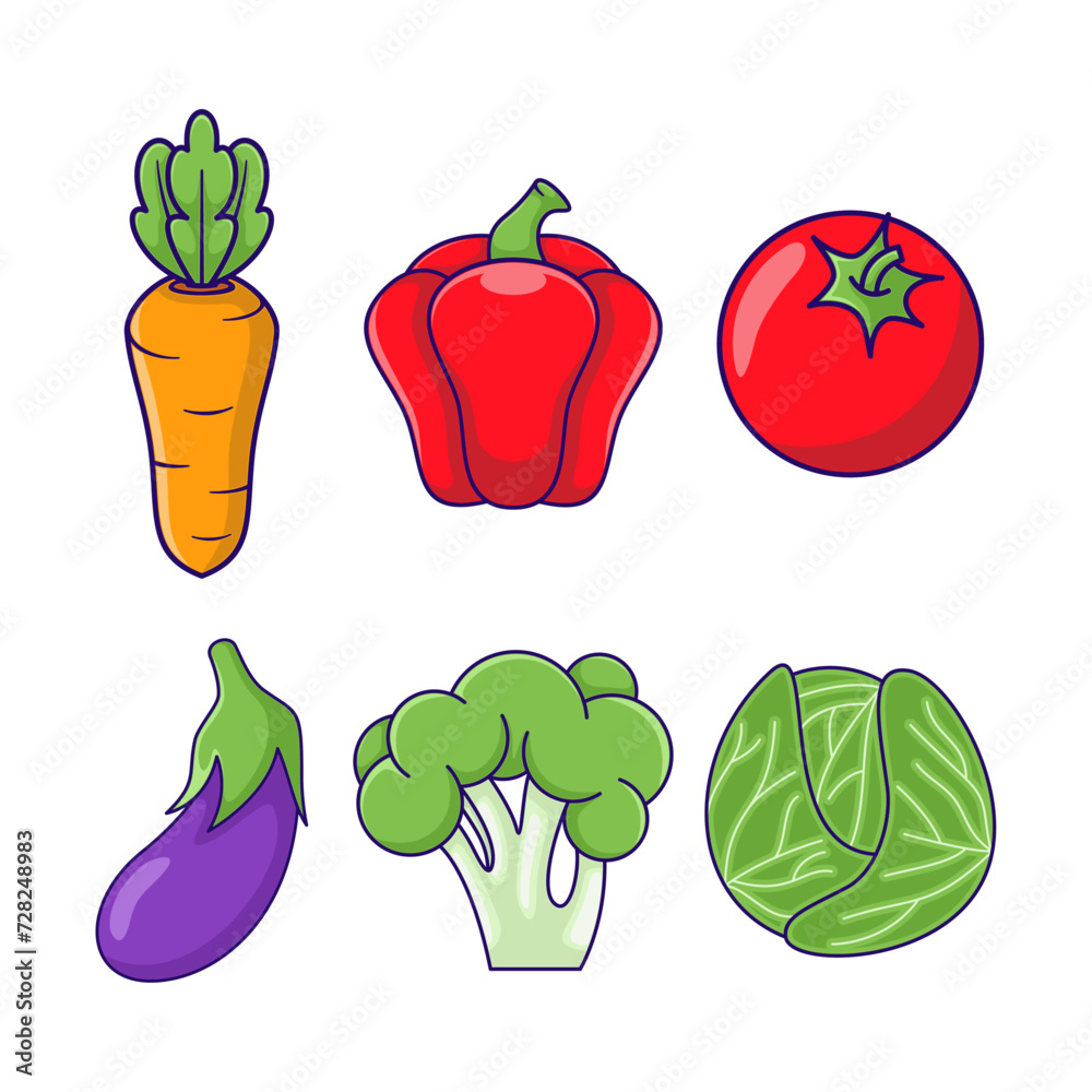 Vegetable Set Illustration Cartoon Vegetable Set Illustration Cartoon