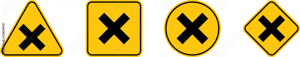 Obraz premium Sign Poison. Danger sign with skull. Toxic, electricity, Radioactive, CO2, EX, Magnet, radiation or chemical Warning icon. Danger Yellow triangle sign with skull and crossbones icon. Symbol of death.