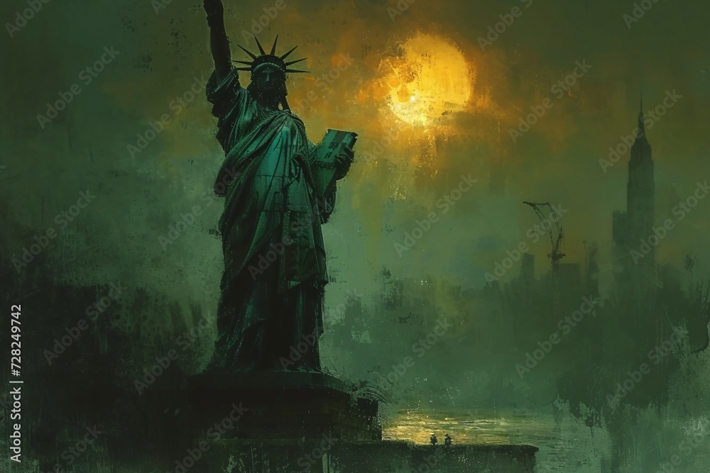 The Statue of Liberty at Sunset Generative AI The Statue of Liberty at Sunset Generative AI