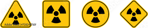 Radioactive contamination symbol. Yellow warning sign of radiation danger. Nuclear sign Vector illustration. photo