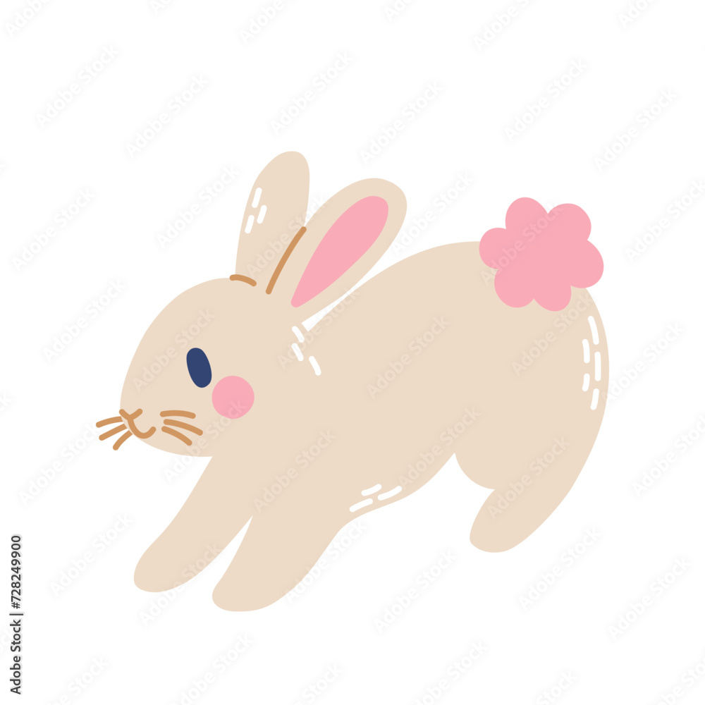 Cute rabbit jumping. Vector flat illustration isolated on white background. Cute rabbit jumping. Vector flat illustration isolated on white background.