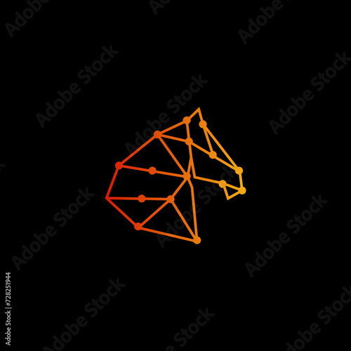 Creative modern futuristic technology horse head logo design for your company