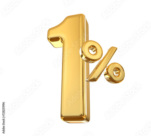 1 Percent Discount Sale Off Gold Number