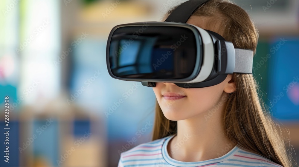 Girl Discovering Virtual Reality Girl Discovering Virtual Reality
