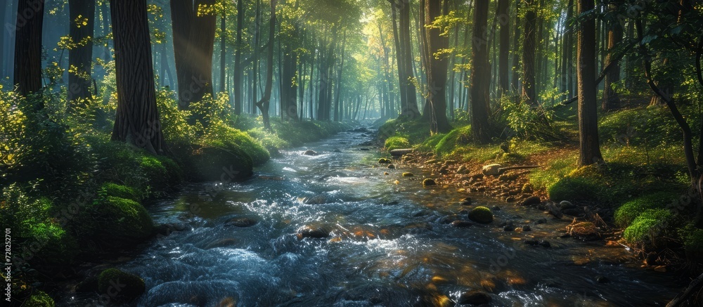 Enchanting Forest and Serene Stream: A Journey Through the Majestic Forest, Flowing Stream, and Serene Forest Stream