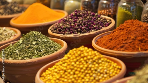 Assorted Spices in Terracotta Pots