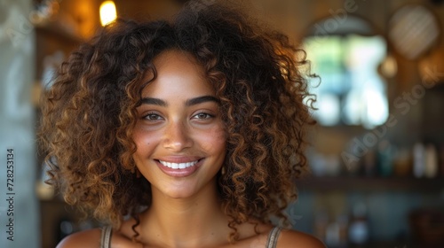 Radiant Curly-Haired Beauty
