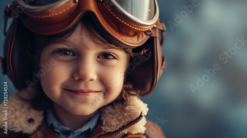 Cute little boy with a pilot's helmet. © YULIYA