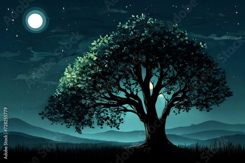 Tree in the night. With additional vector format