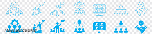 Business Teamwork Co-worker Group Cooperation Collaboration Leader Leadership Manager Management editable stroke icons set collection vector photo