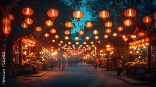 Chinese New Year Celebration A Luminous Night of Festivity Generative AI photo