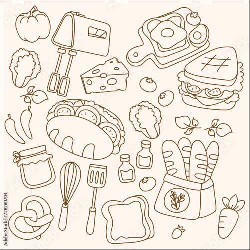 set of hand drawn. bakery cute