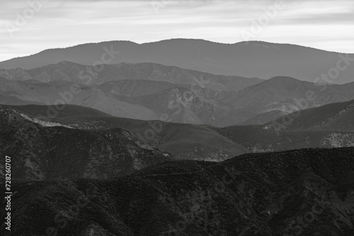 Sunrise, Santa Ynez Mountains, Telephoto, Layering, Blue Mountains, Orange Sky