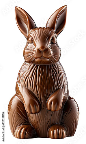 Chocolate Easter Bunny isolated on a transparent background created with Generative AI technology
