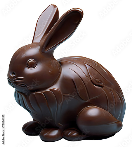 Chocolate Easter Bunny isolated on a transparent background created with Generative AI technology