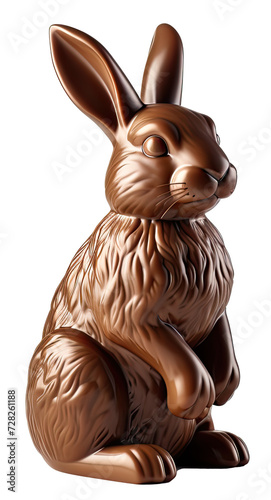Chocolate Easter Bunny isolated on a transparent background created with Generative AI technology