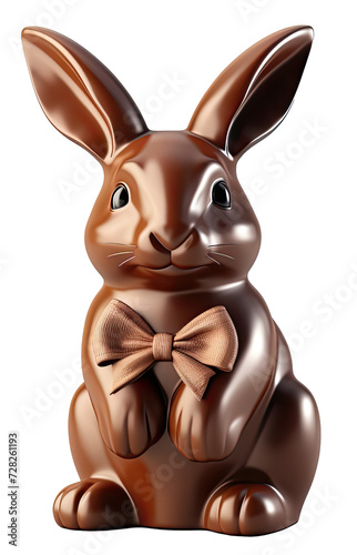 Chocolate Easter Bunny isolated on a transparent background created with Generative AI technology