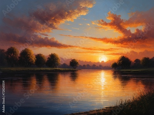 Beautiful Sunset by the Lake