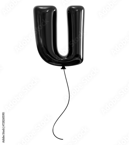 U Letter Black Balloon 3D