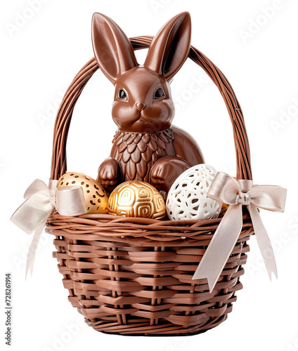 Easter basket isolated on a transparent background created with Generative AI technology