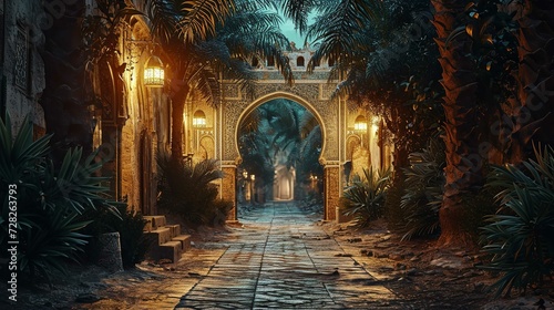 Night ancient Arabic city