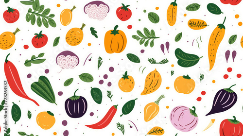Small organic healthy vegetables, pattern banner wallpaper