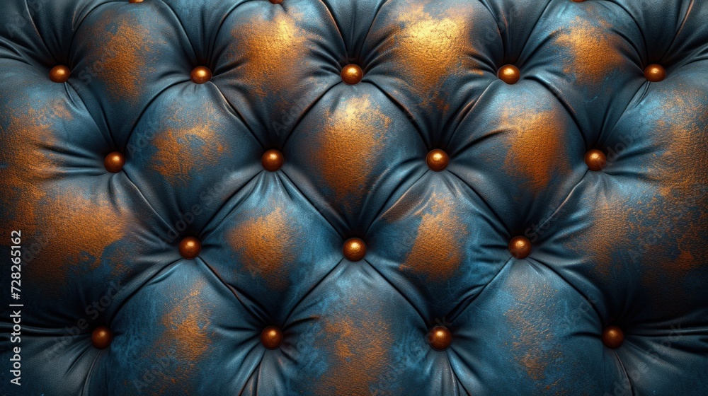 Naklejka premium Close-Up View of a Brown Leather Texture Sofa Detailing With Tufted Buttons Background