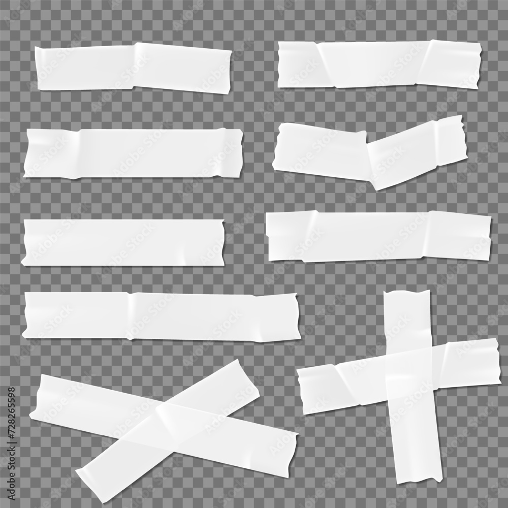 Set of white piece adhesive tapes, isolated. Set of white piece adhesive tapes, isolated.