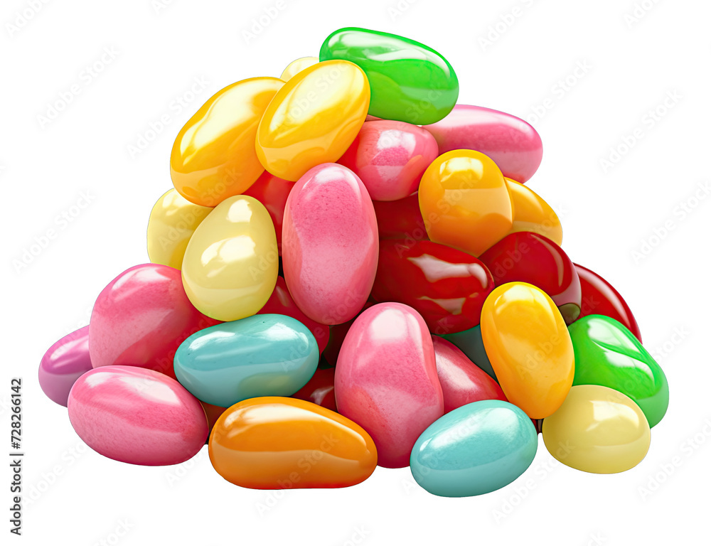 Jellybeans isolated on a transparent background created with Generative AI technology Jellybeans isolated on a transparent background created with Generative AI technology