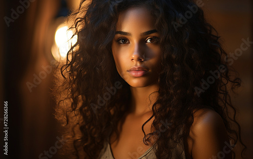 Beautiful Young Woman With Long Curly Hair