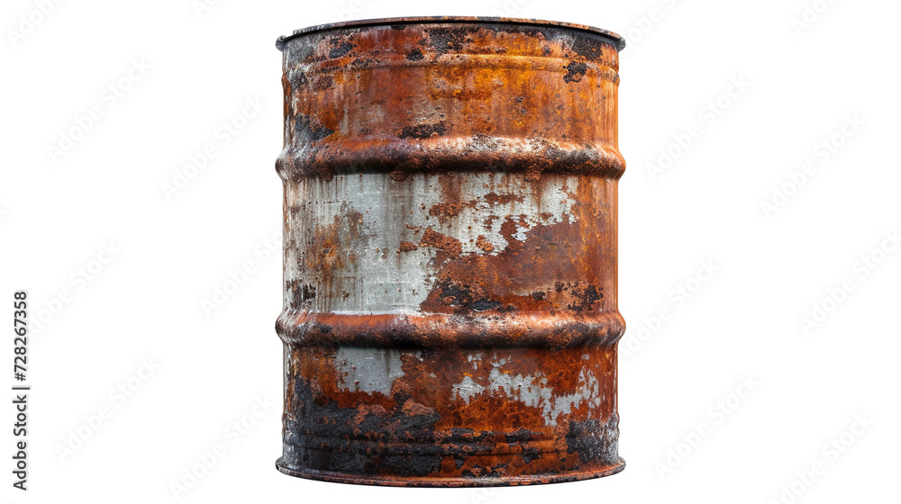 Old metal barrel covered in rust on transparent background Old metal barrel covered in rust on transparent background