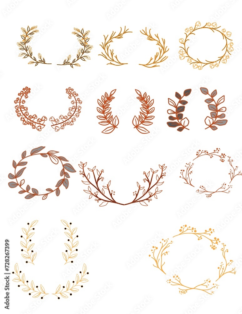 Set of Ornament Frame Flower Design Set of Ornament Frame Flower Design