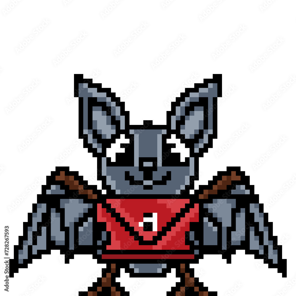 this cute bat mascot is working as a letter carrier. I put this idea in a classic concept with 8 bit pixel style as my style of choice