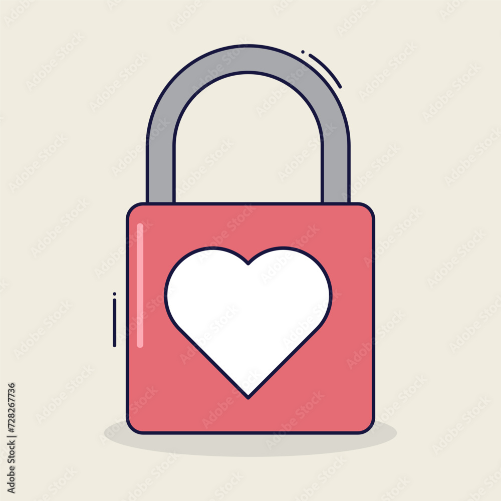 Padlock with heart icon design Padlock with heart icon design