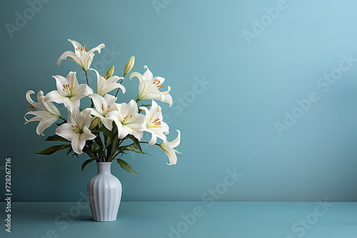 Easter lily with room for text created with Generative AI technology photo