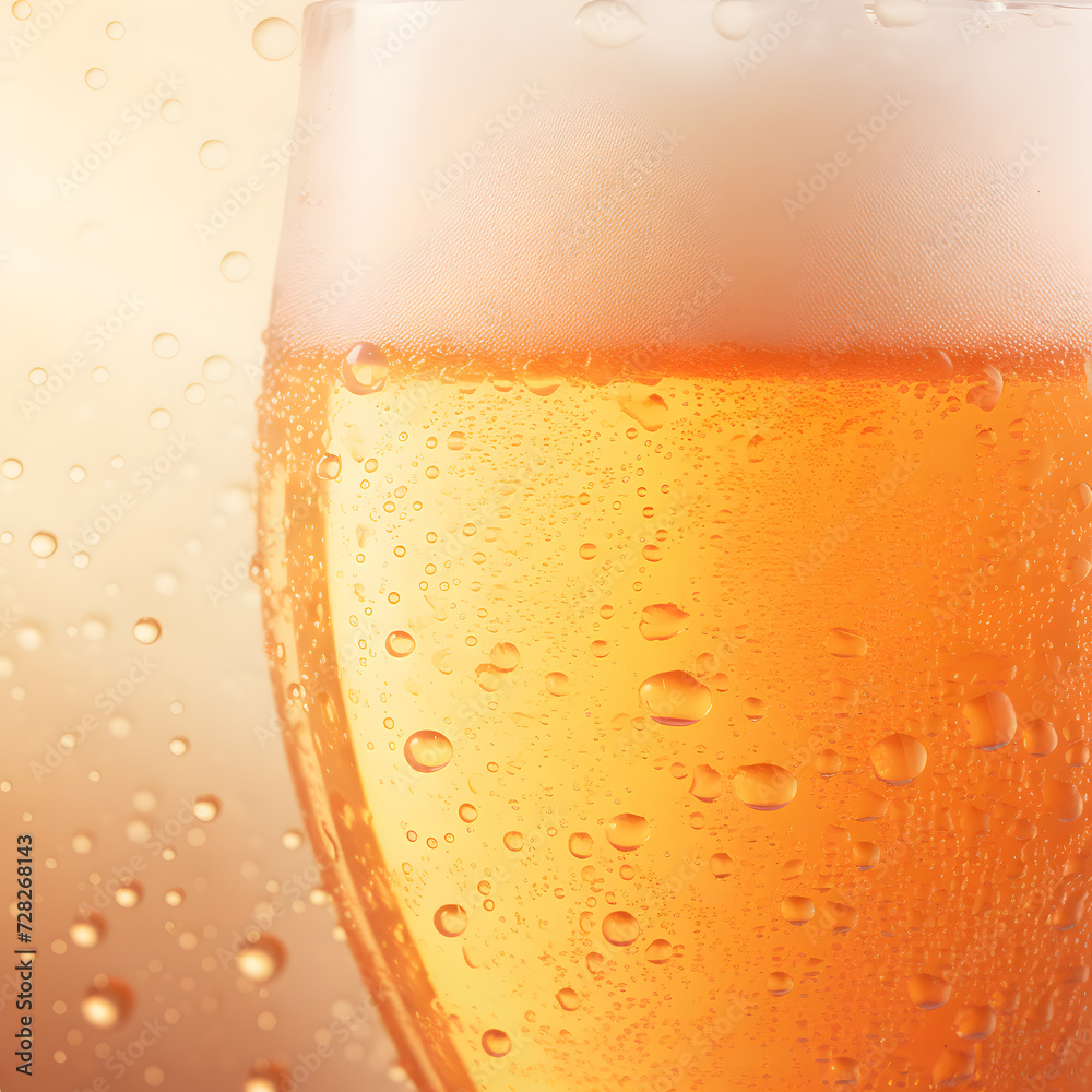 A Close-Up of Lager Beer with Froth and Bubbles, Gently Soft-Focused A Close-Up of Lager Beer with Froth and Bubbles, Gently Soft-Focused