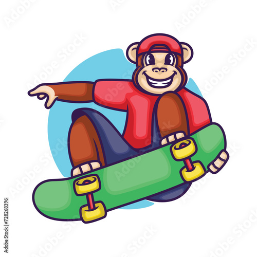 Monkey Skater Illustration Cartoon
