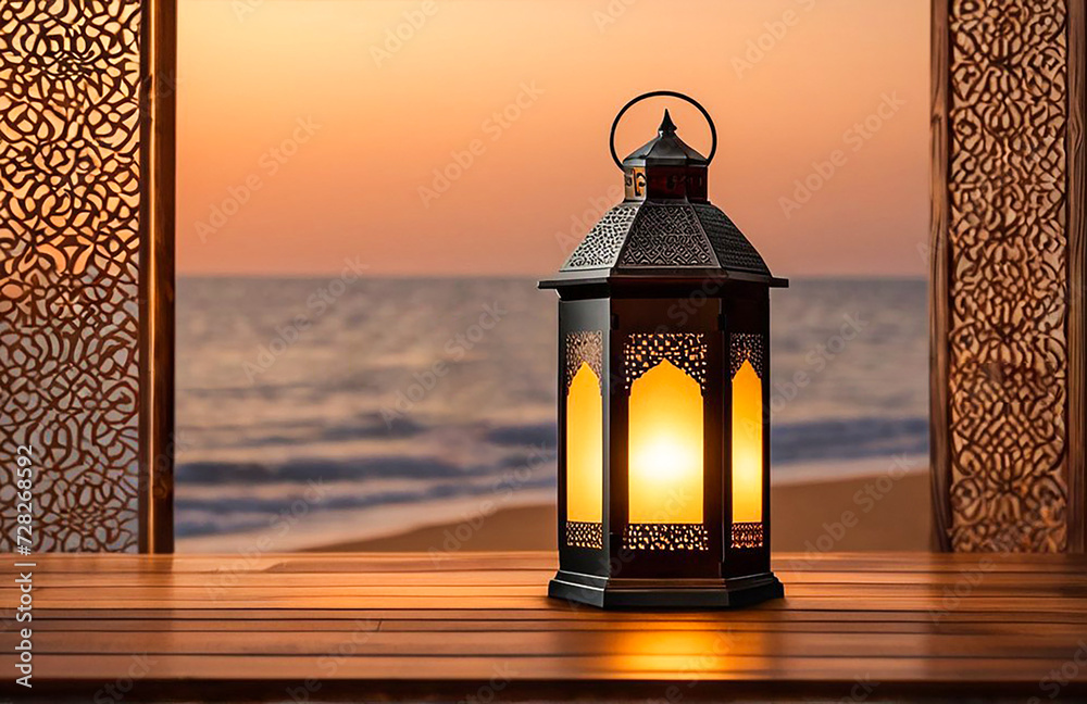 Lantern in the sunset. Ramadan Kareem background. Islamic background. Copy space Lantern in the sunset. Ramadan Kareem background. Islamic background. Copy space