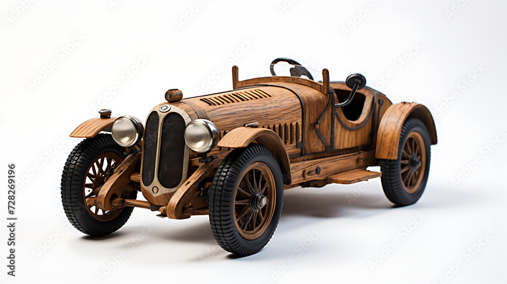 Fototapeta premium miniature sport car made from wood