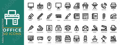 Office and business thin line icons set, vector symbols collection or sketches. can be used for website interfaces, mobile applications and software