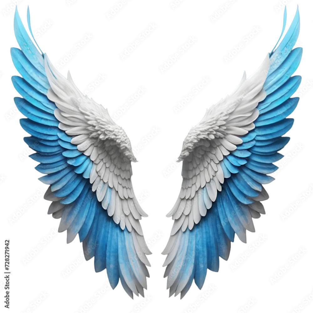 Fototapeta premium Free Photo Beautiful angel wings and light blue color Ai Generated