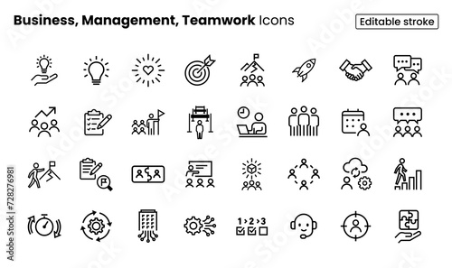 Business, Management, Teamwork Icon Set	
