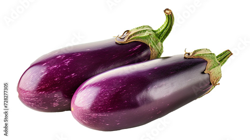 Fresh aubergine eggplant on transparent background