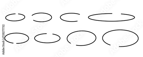 Hand drawn circles frame set. Doodle highlight ovals. Marker sketch. Highlighting text and important objects. Round scribble frames. Stock vector illustration on white background.