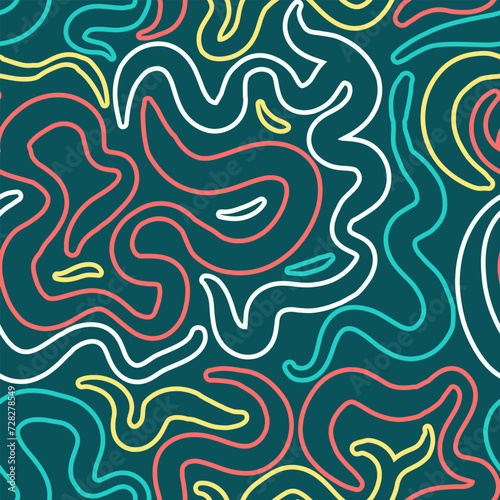 smooth taper irregular stripe pattern with thick colorful outlines