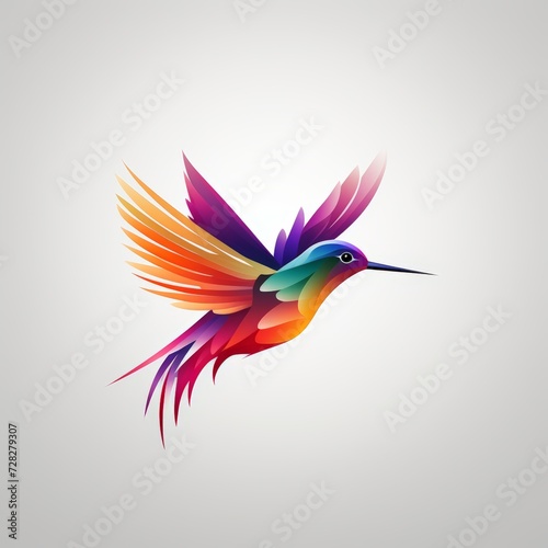 flat vector logo of animal hummingbird a vibrant flat hummingbird logo for a tech startup, infusing energy and innovation